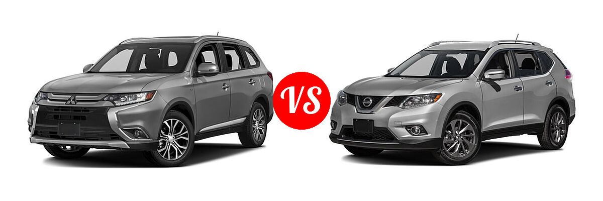 2016 Mitsubishi Outlander SUV ES / SE vs. 2016 Nissan Rogue SUV SL - Front Left Comparison
