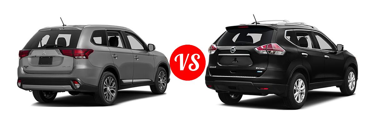 2016 Mitsubishi Outlander SUV ES / SE vs. 2016 Nissan Rogue SUV S / SV - Rear Right Comparison