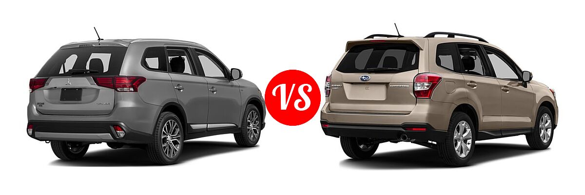 2016 Mitsubishi Outlander SUV ES / SE vs. 2016 Subaru Forester SUV 2.5i Touring - Rear Right Comparison