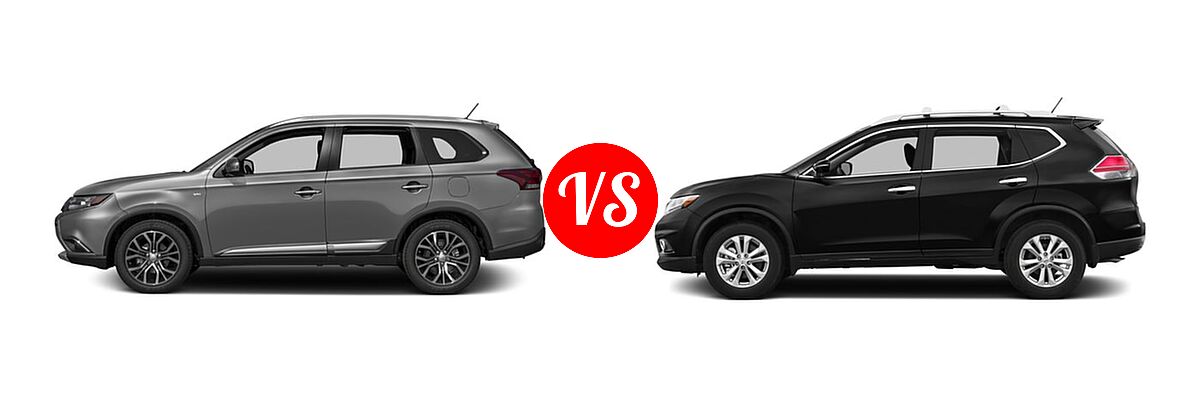 2016 Mitsubishi Outlander SUV ES / SE vs. 2016 Nissan Rogue SUV S / SV - Side Comparison