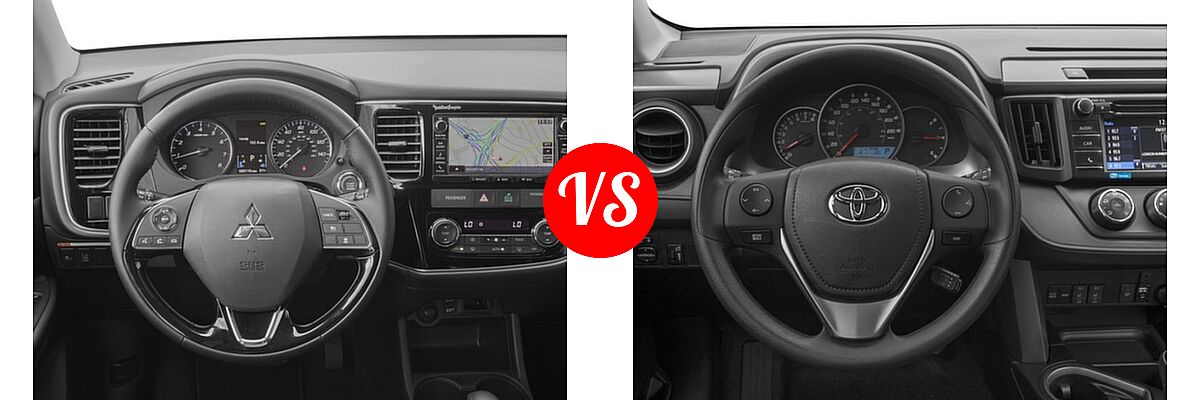 2016 Mitsubishi Outlander SUV SEL vs. 2016 Toyota RAV4 SUV LE - Dashboard Comparison