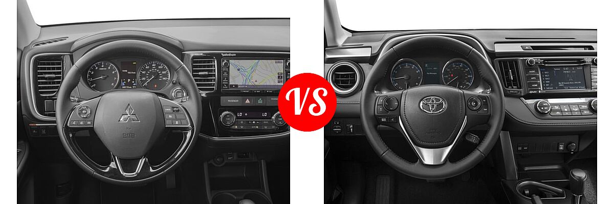 2016 Mitsubishi Outlander SUV SEL vs. 2016 Toyota RAV4 SUV XLE - Dashboard Comparison