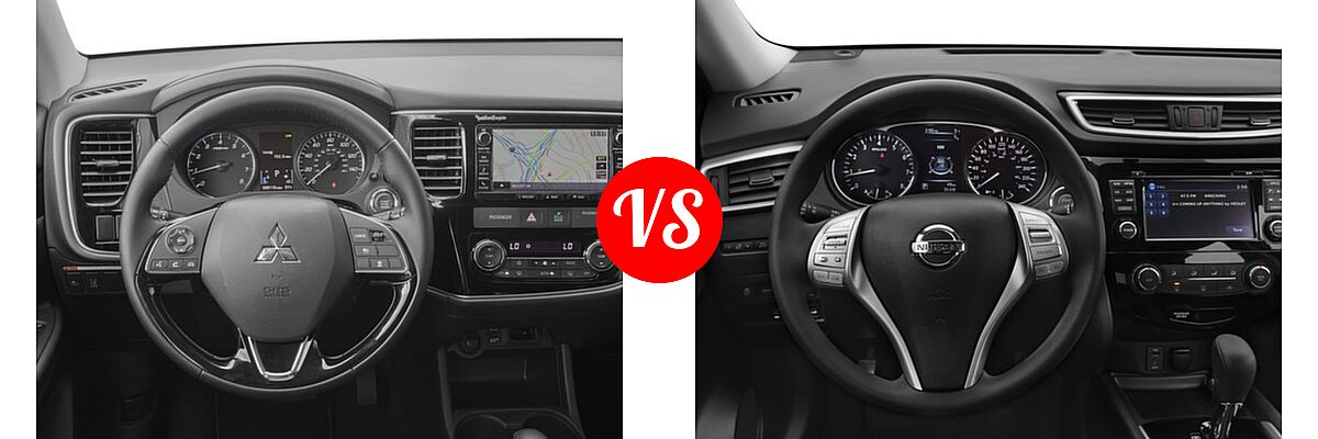 2016 Mitsubishi Outlander SUV SEL vs. 2016 Nissan Rogue SUV S / SV - Dashboard Comparison
