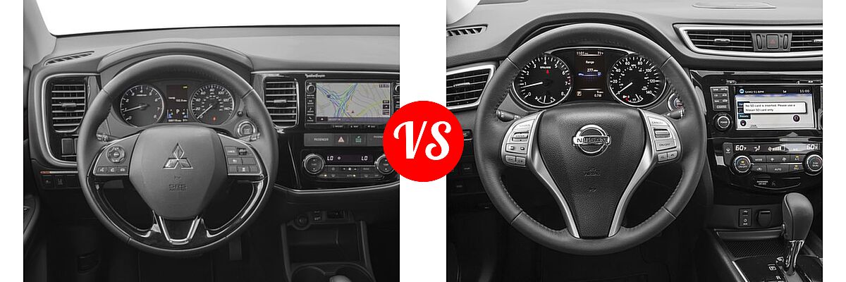 2016 Mitsubishi Outlander SUV SEL vs. 2016 Nissan Rogue SUV SL - Dashboard Comparison