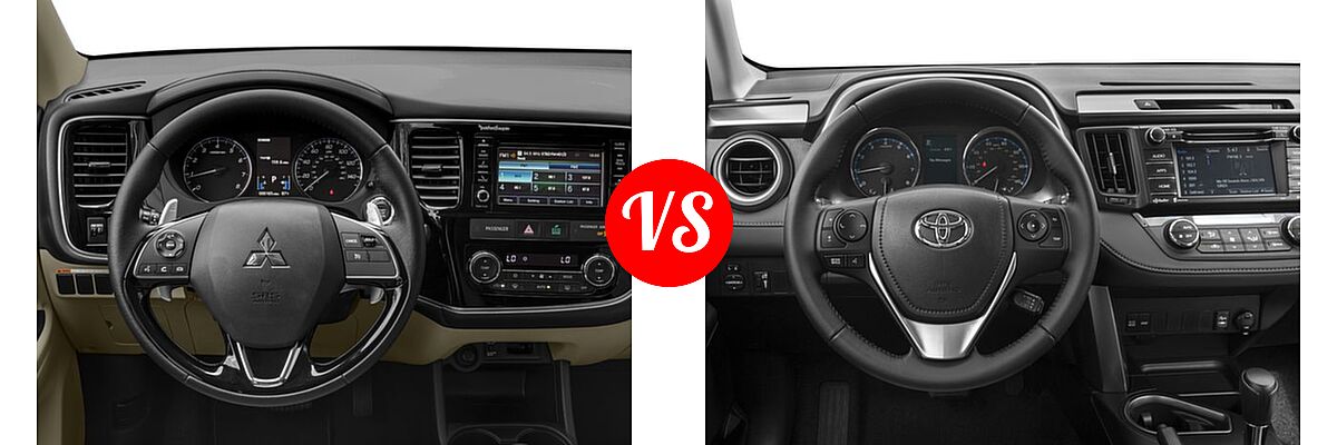 2016 Mitsubishi Outlander SUV GT vs. 2016 Toyota RAV4 SUV XLE - Dashboard Comparison