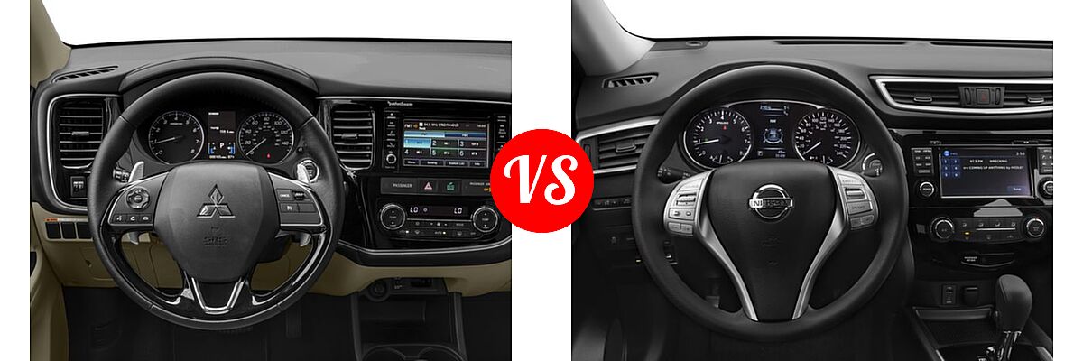 2016 Mitsubishi Outlander SUV GT vs. 2016 Nissan Rogue SUV S / SV - Dashboard Comparison