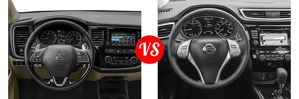 2016 Mitsubishi Outlander SUV GT vs. 2016 Nissan Rogue SUV SL - Dashboard Comparison