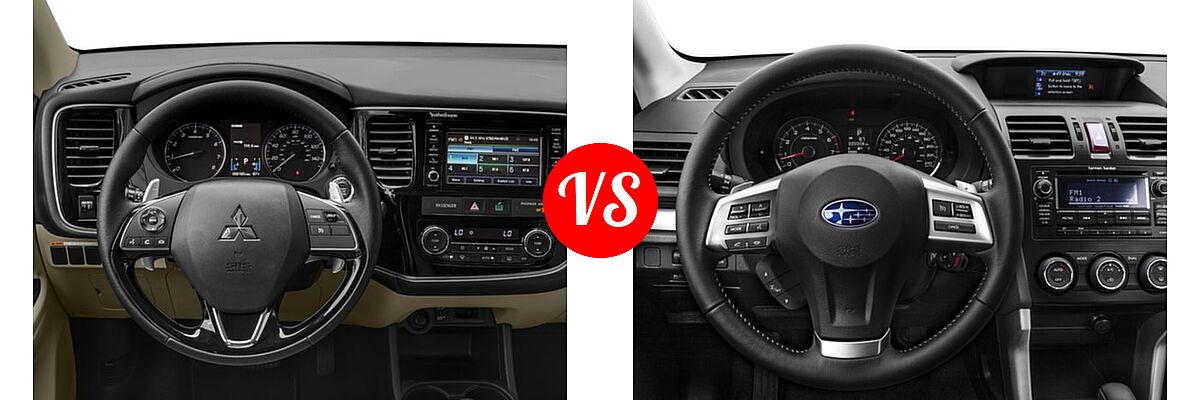 2016 Mitsubishi Outlander SUV GT vs. 2016 Subaru Forester SUV 2.5i Touring - Dashboard Comparison