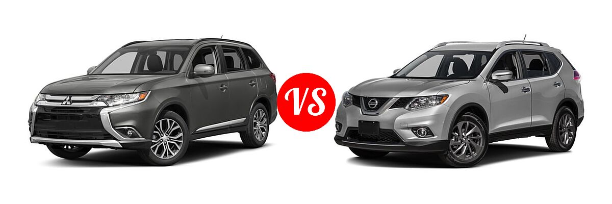 2016 Mitsubishi Outlander SUV SEL vs. 2016 Nissan Rogue SUV SL - Front Left Comparison