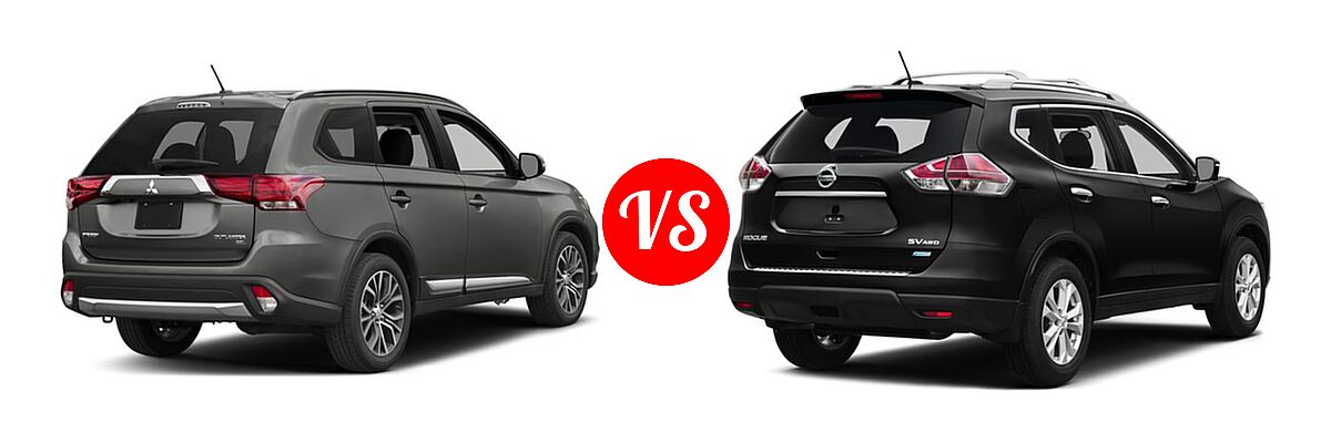 2016 Mitsubishi Outlander SUV SEL vs. 2016 Nissan Rogue SUV S / SV - Rear Right Comparison