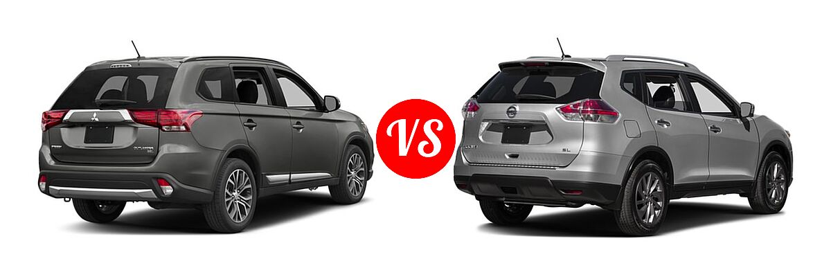 2016 Mitsubishi Outlander SUV SEL vs. 2016 Nissan Rogue SUV SL - Rear Right Comparison