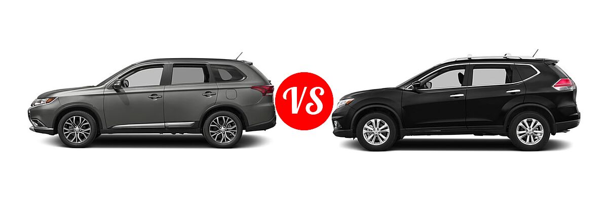2016 Mitsubishi Outlander SUV SEL vs. 2016 Nissan Rogue SUV S / SV - Side Comparison