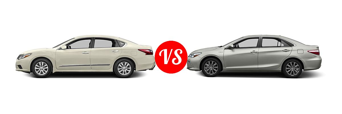 2016 Nissan Altima Sedan 2.5 / 2.5 S / 2.5 SV vs. 2016 Toyota Camry Hybrid Sedan LE / SE / XLE - Side Comparison