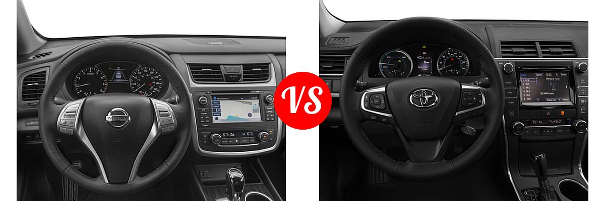 2016 Nissan Altima Sedan 2.5 SL / 3.5 SL vs. 2016 Toyota Camry Hybrid Sedan LE / SE / XLE - Dashboard Comparison