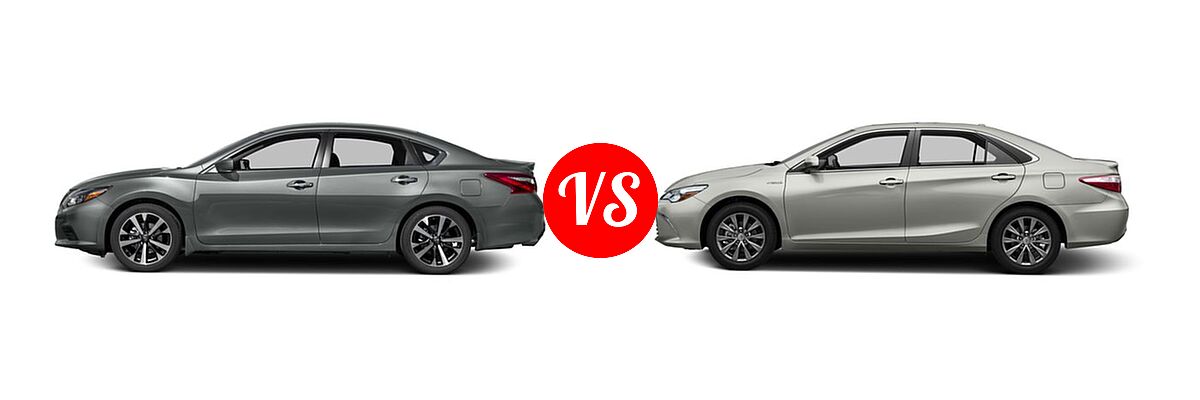 2016 Nissan Altima Sedan 2.5 SR / 3.5 SR vs. 2016 Toyota Camry Hybrid Sedan LE / SE / XLE - Side Comparison