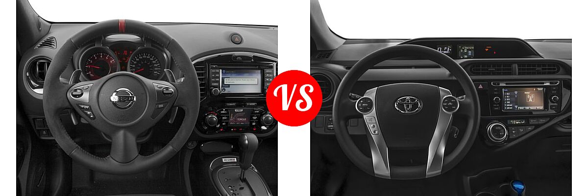 2016 Nissan Juke Hatchback NISMO vs. 2016 Toyota Prius c Hatchback Four / One / Persona Series / Three / Two - Dashboard Comparison