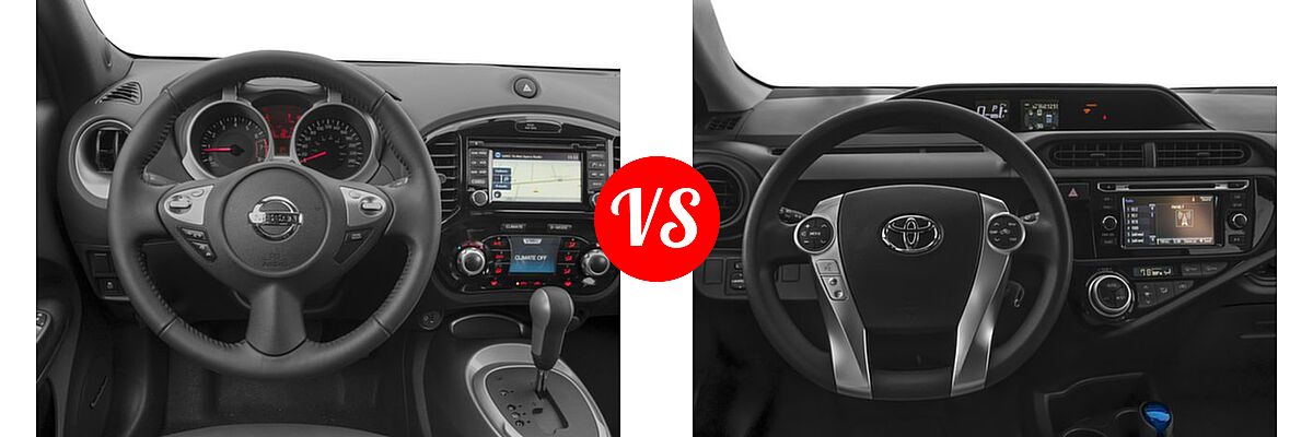 2016 Nissan Juke Hatchback SL vs. 2016 Toyota Prius c Hatchback Four / One / Persona Series / Three / Two - Dashboard Comparison