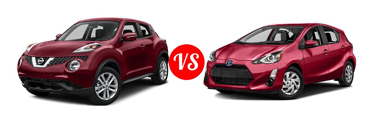 2016 Nissan Juke Hatchback S / SV vs. 2016 Toyota Prius c Hatchback Four / One / Persona Series / Three / Two - Front Left Comparison