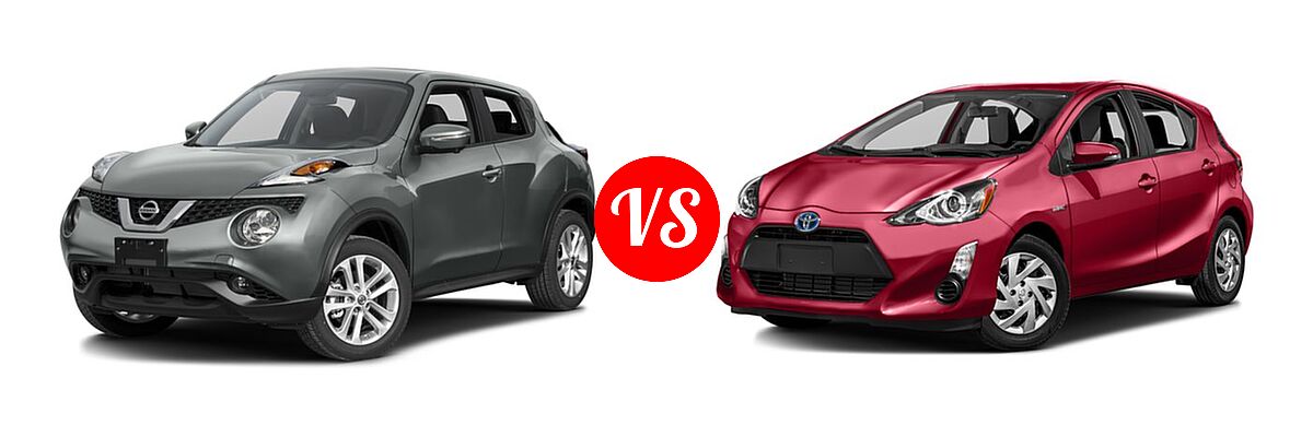 2016 Nissan Juke Hatchback SL vs. 2016 Toyota Prius c Hatchback Four / One / Persona Series / Three / Two - Front Left Comparison