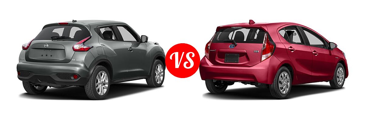 2016 Nissan Juke Hatchback SL vs. 2016 Toyota Prius c Hatchback Four / One / Persona Series / Three / Two - Rear Right Comparison