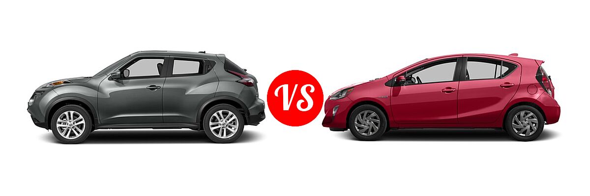 2016 Nissan Juke Hatchback SL vs. 2016 Toyota Prius c Hatchback Four / One / Persona Series / Three / Two - Side Comparison