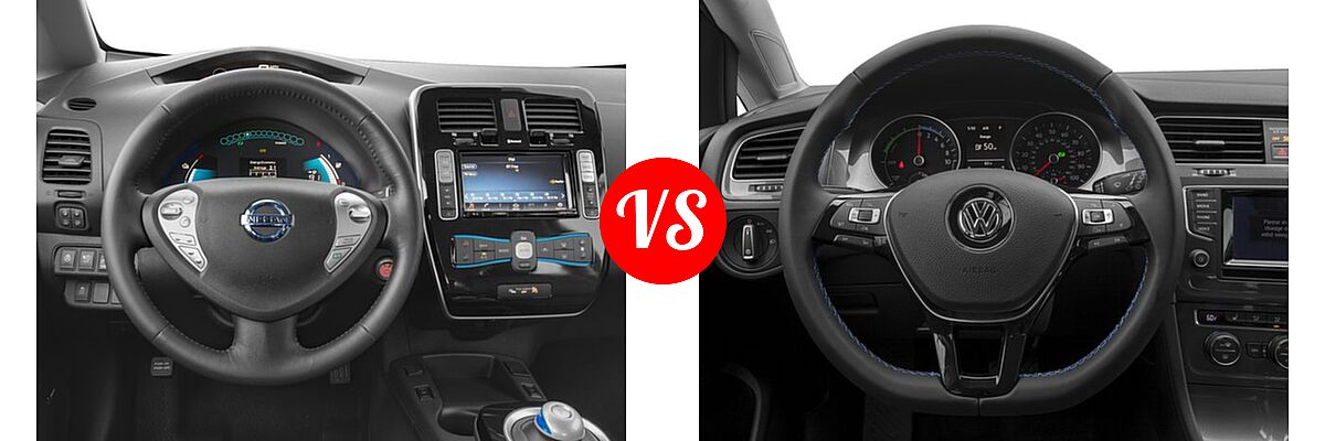 2016 Nissan Leaf Hatchback S / SL / SV vs. 2016 Volkswagen e-Golf Hatchback SE / SEL Premium - Dashboard Comparison