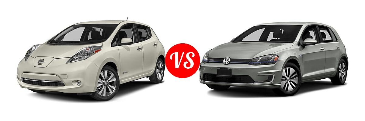 2016 Nissan Leaf Hatchback S / SL / SV vs. 2016 Volkswagen e-Golf Hatchback SE / SEL Premium - Front Left Comparison
