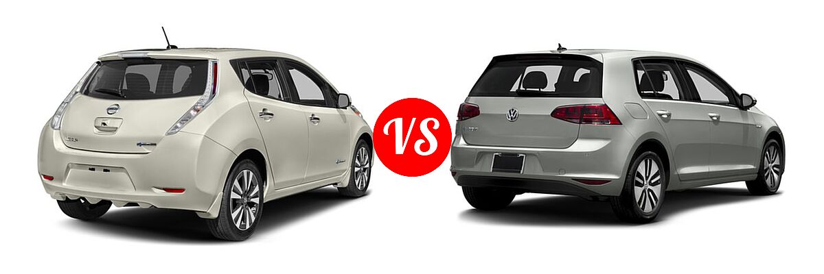 2016 Nissan Leaf Hatchback S / SL / SV vs. 2016 Volkswagen e-Golf Hatchback SE / SEL Premium - Rear Right Comparison