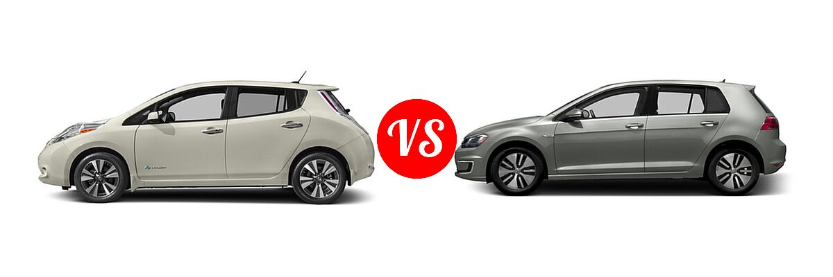 2016 Nissan Leaf Hatchback S / SL / SV vs. 2016 Volkswagen e-Golf Hatchback SE / SEL Premium - Side Comparison