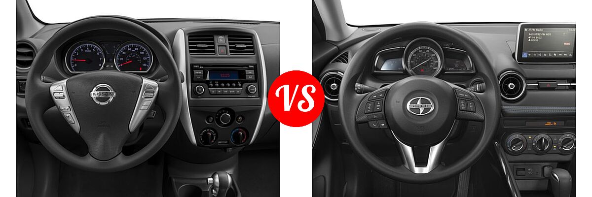 2016 Nissan Versa Sedan S / S Plus / SV vs. 2016 Scion iA Sedan 4dr Sdn Auto (Natl) - Dashboard Comparison