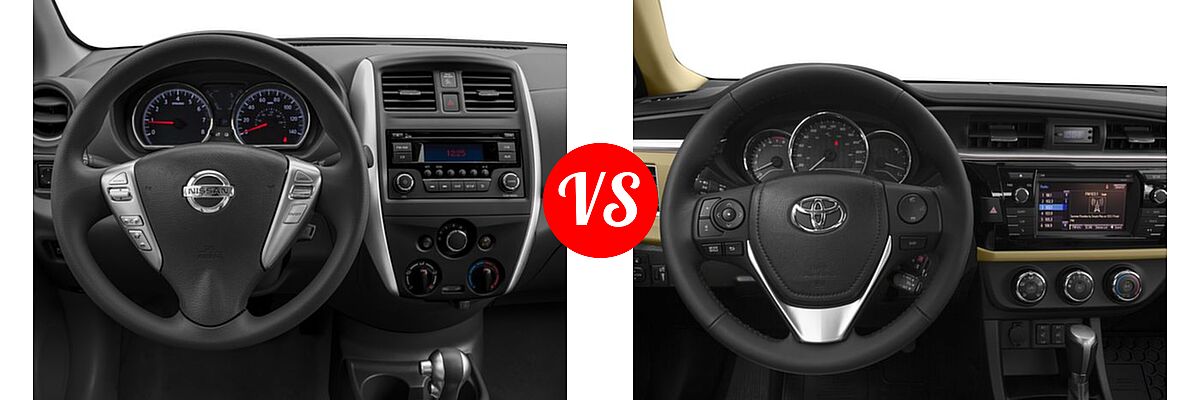 2016 Nissan Versa Sedan S / S Plus / SV vs. 2016 Toyota Corolla Sedan L / LE / LE ECO / LE ECO Plus / LE ECO Premium / LE Plus / LE Premium - Dashboard Comparison