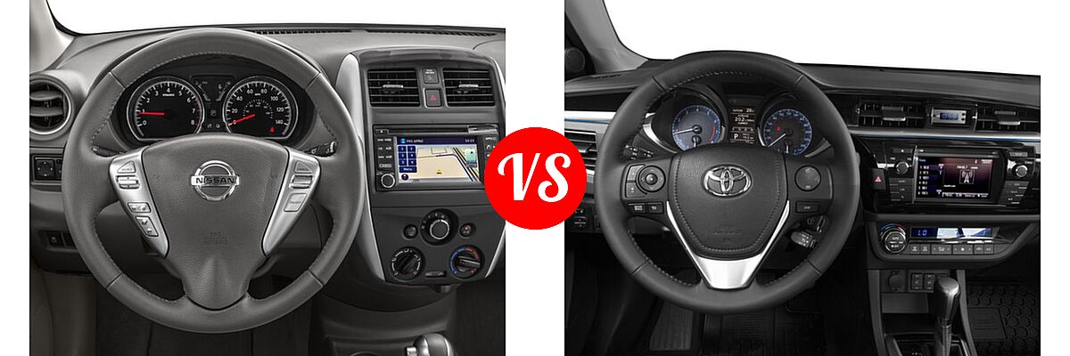 2016 Nissan Versa Sedan SL vs. 2016 Toyota Corolla Sedan S / S Plus / S Premium / S w/Special Edition Pkg - Dashboard Comparison