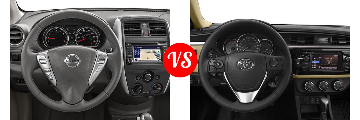 2016 Nissan Versa Sedan SL vs. 2016 Toyota Corolla Sedan L / LE / LE ECO / LE ECO Plus / LE ECO Premium / LE Plus / LE Premium - Dashboard Comparison