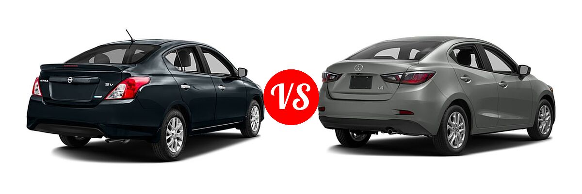 2016 Nissan Versa Sedan S / S Plus / SV vs. 2016 Scion iA Sedan 4dr Sdn Auto (Natl) - Rear Right Comparison