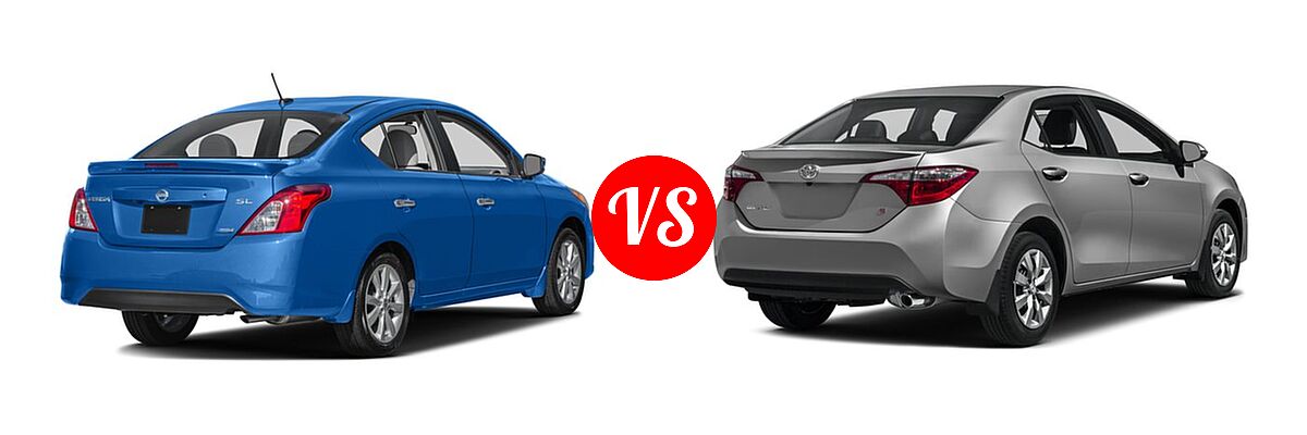 2016 Nissan Versa Sedan SL vs. 2016 Toyota Corolla Sedan S / S Plus / S Premium / S w/Special Edition Pkg - Rear Right Comparison