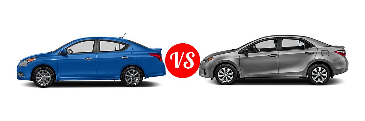 2016 Nissan Versa Sedan SL vs. 2016 Toyota Corolla Sedan S / S Plus / S Premium / S w/Special Edition Pkg - Side Comparison