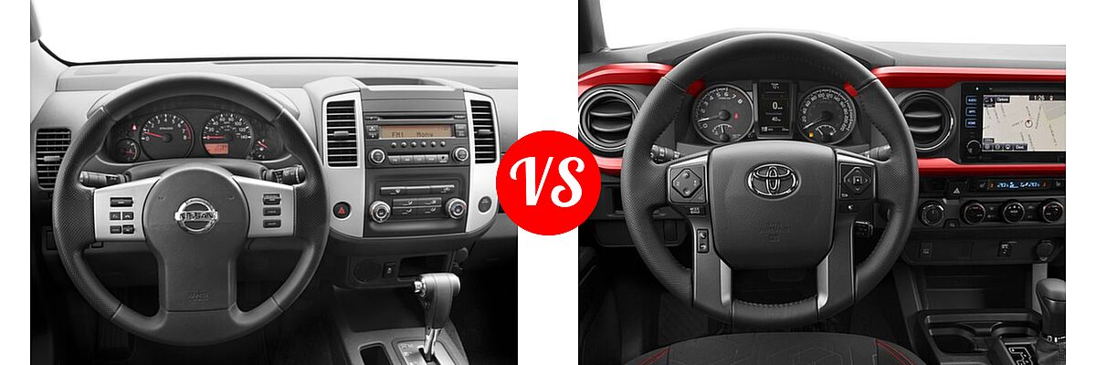 2016 Nissan Frontier Pickup S vs. 2016 Toyota Tacoma Pickup TRD Off Road - Dashboard Comparison