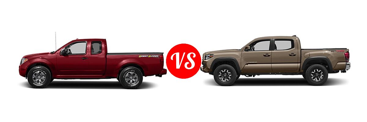 2016 Nissan Frontier Pickup Desert Runner vs. 2016 Toyota Tacoma Pickup TRD Off Road - Side Comparison