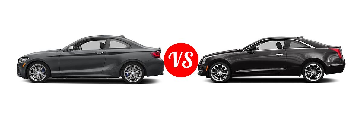 2017 BMW 2 Series M240i Coupe M240i vs. 2017 Cadillac ATS Coupe Coupe AWD / Luxury AWD / Premium Luxury RWD / Premium Performance RWD / RWD - Side Comparison