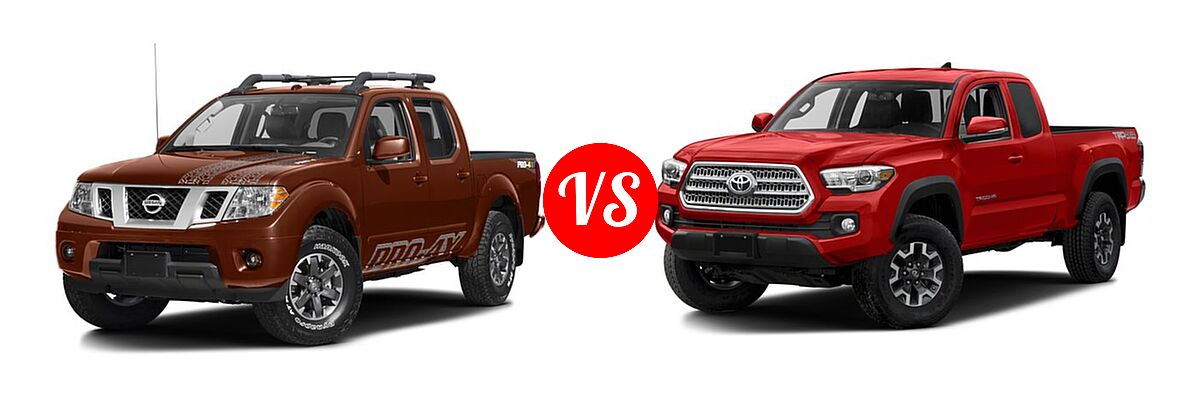2016 Nissan Frontier Pickup PRO-4X vs. 2016 Toyota Tacoma Pickup TRD Off Road - Front Left Comparison