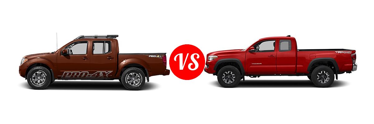 2016 Nissan Frontier Pickup PRO-4X vs. 2016 Toyota Tacoma Pickup TRD Off Road - Side Comparison