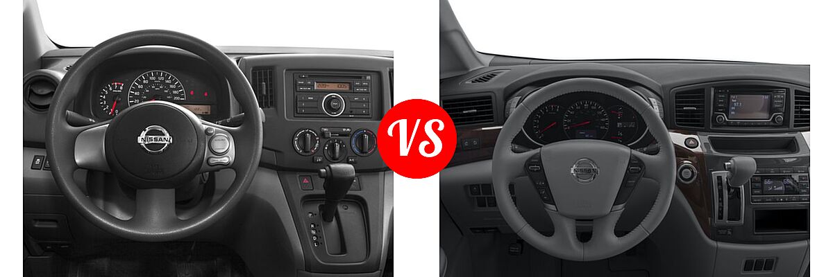 2016 Nissan NV200 Minivan S / SV vs. 2016 Nissan Quest Minivan S / SV - Dashboard Comparison