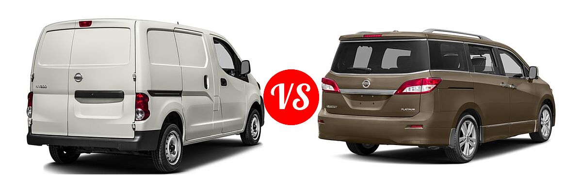2016 Nissan NV200 Minivan S / SV vs. 2016 Nissan Quest Minivan Platinum / SL - Rear Right Comparison