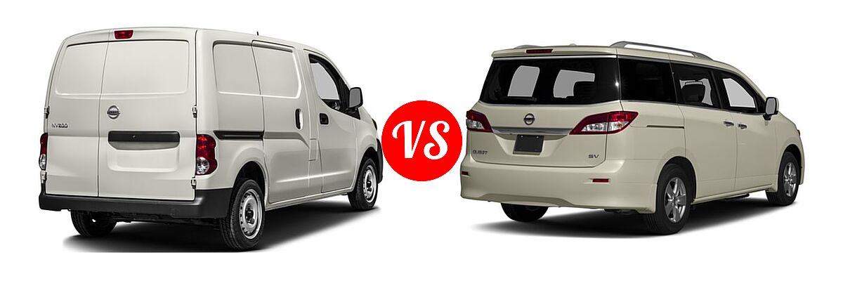 2016 Nissan NV200 Minivan S / SV vs. 2016 Nissan Quest Minivan S / SV - Rear Right Comparison