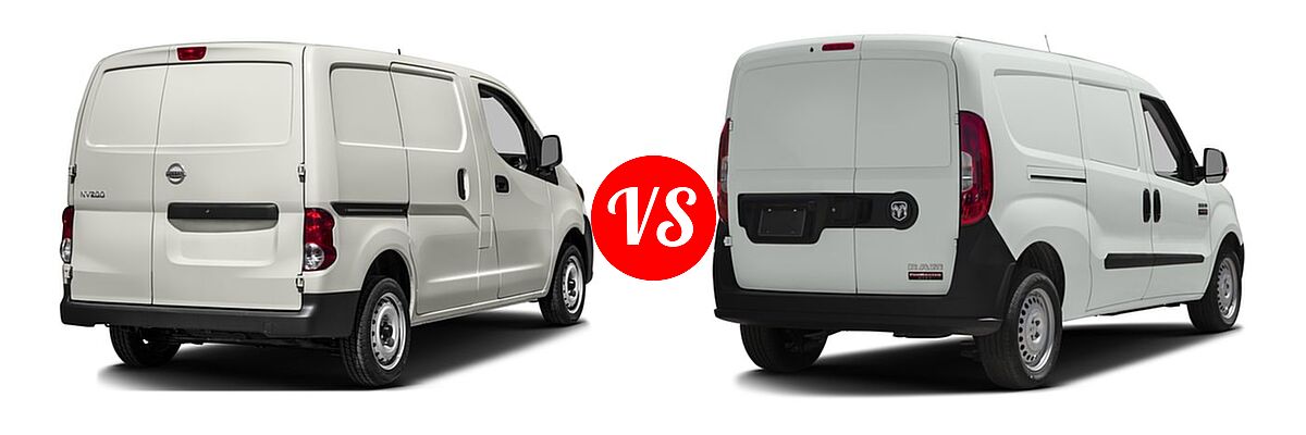2016 Nissan NV200 Minivan S / SV vs. 2016 Ram Promaster City Minivan Tradesman - Rear Right Comparison
