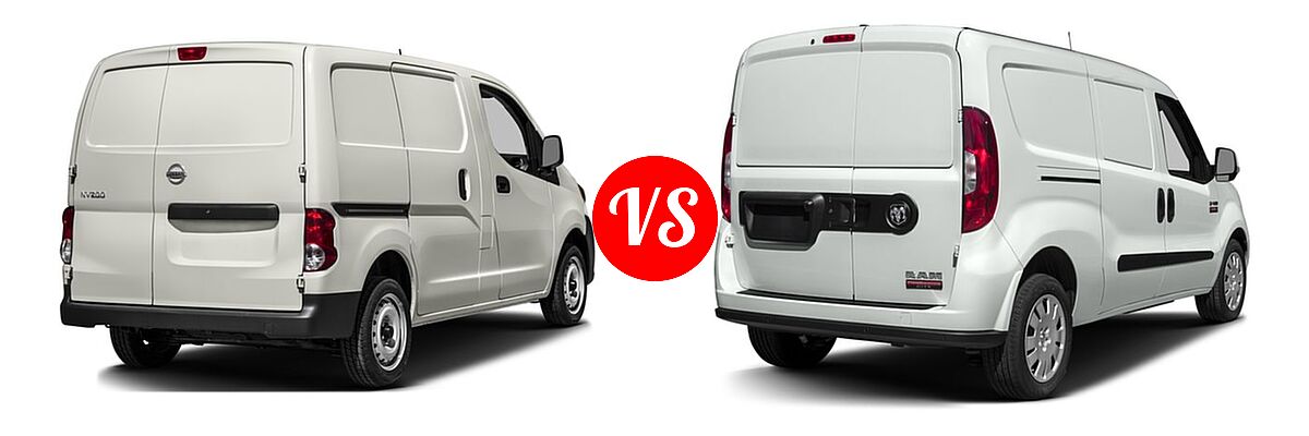 2016 Nissan NV200 Minivan S / SV vs. 2016 Ram Promaster City Minivan Tradesman SLT - Rear Right Comparison