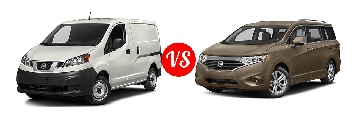 2016 Nissan NV200 Minivan S / SV vs. 2016 Nissan Quest Minivan Platinum / SL - Front Left Comparison