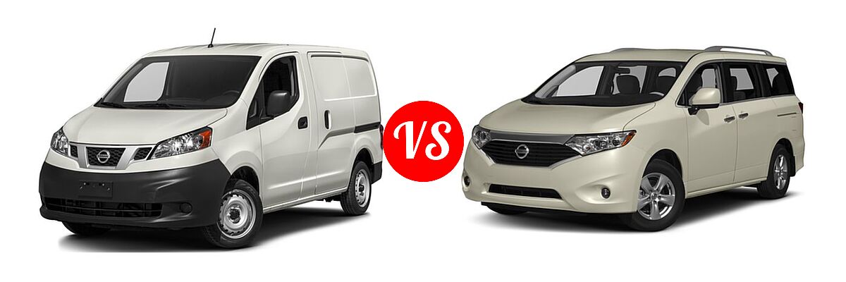 2016 Nissan NV200 Minivan S / SV vs. 2016 Nissan Quest Minivan S / SV - Front Left Comparison