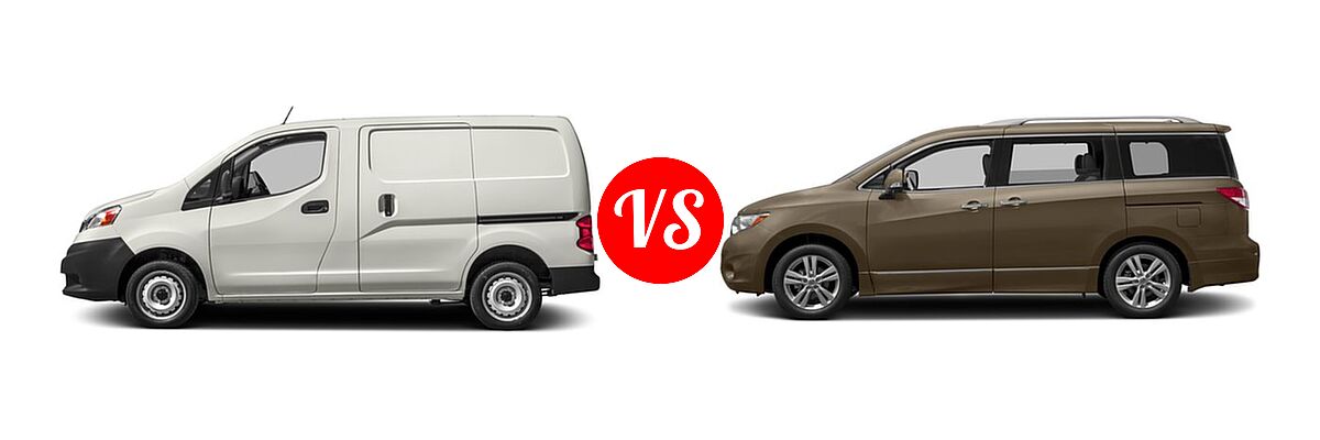 2016 Nissan NV200 Minivan S / SV vs. 2016 Nissan Quest Minivan Platinum / SL - Side Comparison