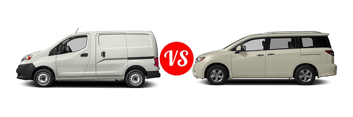 2016 Nissan NV200 Minivan S / SV vs. 2016 Nissan Quest Minivan S / SV - Side Comparison